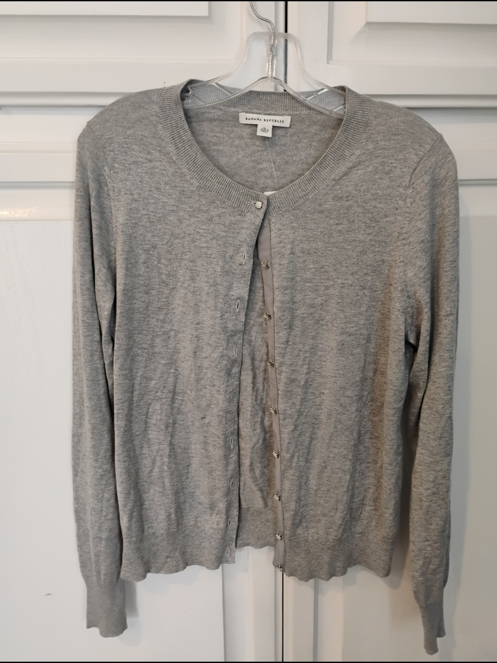 Banana Republic Women's Light Gray Cotton Blend Twinset - Picture 2 of 9